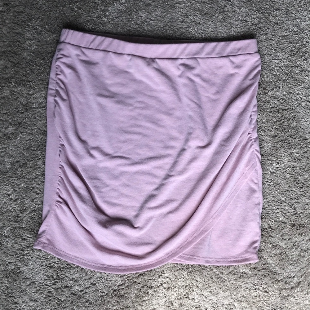 Mauve pink faux wrap miniskirt